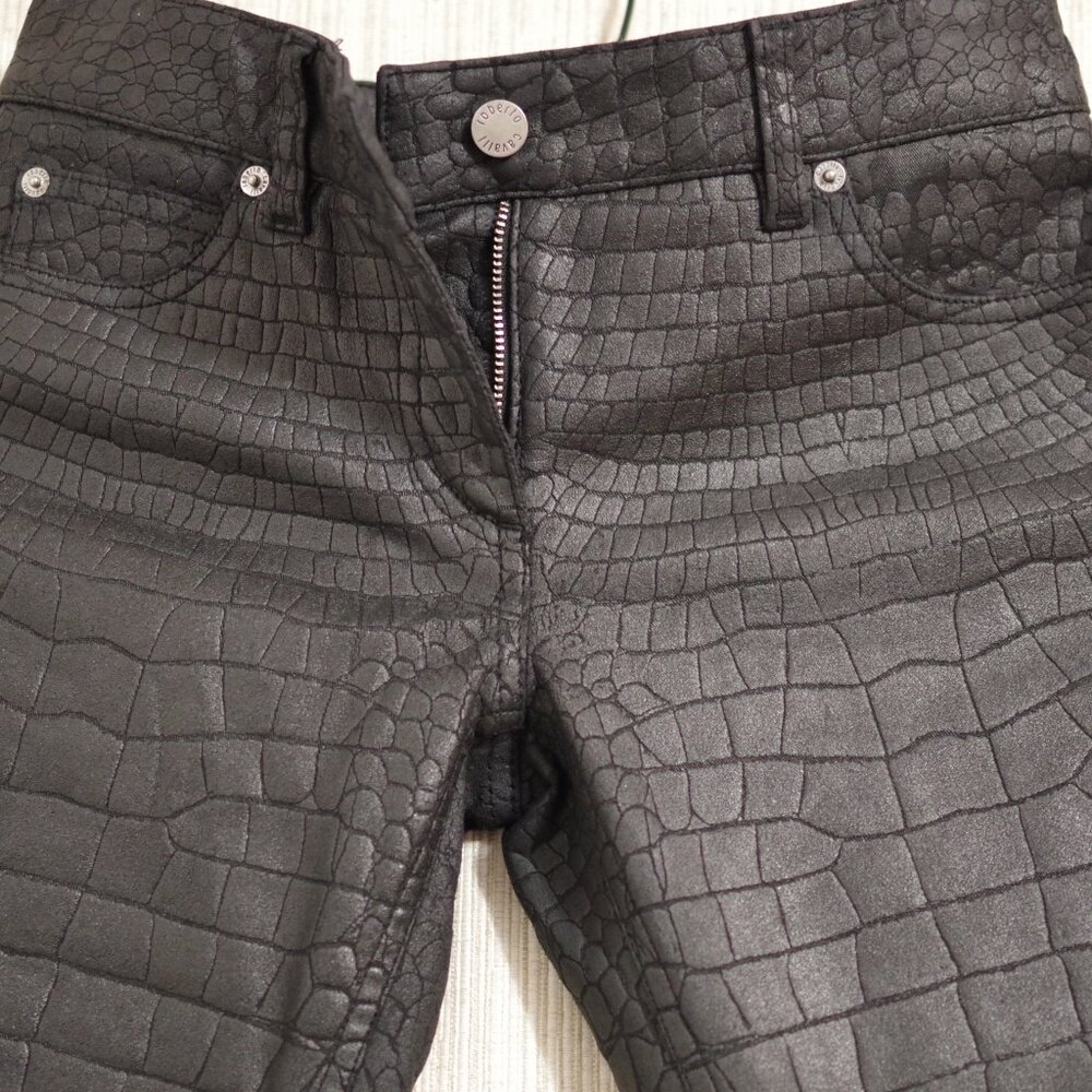 Roberto Cavalli Black Croc-Embossed Women Jeans